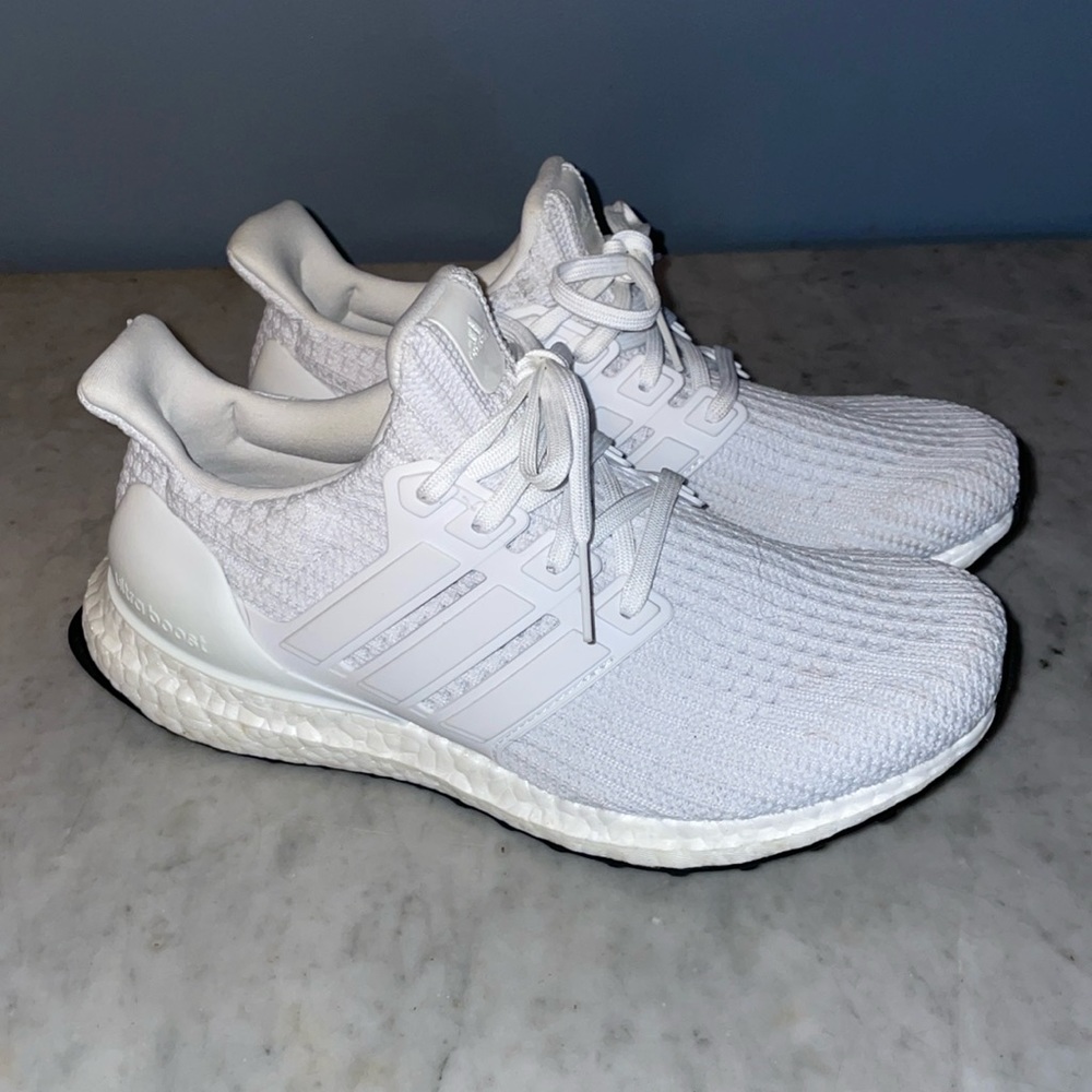 All white adidas ultra boost